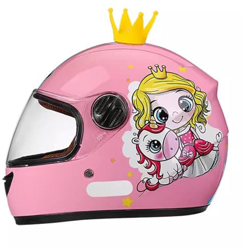 QJWMatic Casque De Moto pour Enfants Casque Intégral Léger Électrique Quatre Saisons avec Pare-Soleil Garçons Filles pour 3-12 Ans D,48-55CM