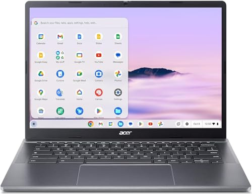 Acer Laptop Chromebook Plus 514 - Pantalla táctil IPS WUXGA 1920 x 1200 de 14 pulgadas | AMD Ryzen 3 7320C | 8GB LPDDR5X | SSD de 256 GB | Wi-Fi 6E | Cámara de exposición automática facial FHD |
