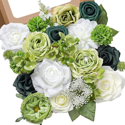 Serwalin künstliche Blumen gefälschte Seidenblumen Kuchen Blume weiß grüne Blume für DIY Hochzeit Sträuße Mittelstücke Baby Dusche Party Home Dekorationen (Lichtgrün)