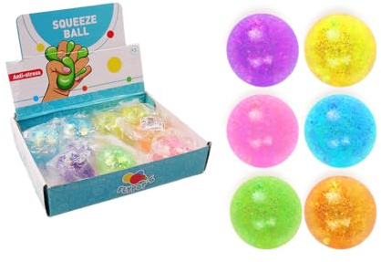 FLYPOP'S - Glitzernde Anti-Stress-Ball - Kermess-Spiel - 031076 - Zufällige Farbe - Kunststoff - Kind - Erwachsener - Rehabilitation - Angst - Zuckerball - 6 cm x 6 cm - Ab 3 Jahren