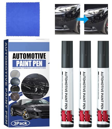 Thoquene 3 Stück Auto lackstift Schwarz Matt, Entfernen Kratzer Reparaturmittel