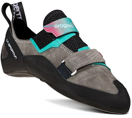 La Sportiva Womens Aragon Rock Climbing Shoes, Clay/Hibiscus, 7