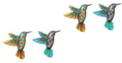 PRETYZOOM 4 Stück Anhänger Kolibrifigur Statue Wand Handwerk Bunte Vogelskulptur Mexikanische Wanddekoration -garten Inspirierende Wanddekoration -wand- Tier Eisen