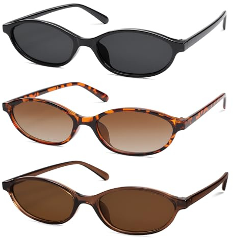 HERJOUR Retro Oval Cat Eye Sunglasses for Women Y2k Trendy Narrow Sunnies Designer Sun Glasses AR82253