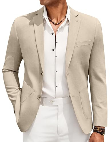 COOFANDY Men's Casual Blazer Sport Coat Regular Fit Cotton Linen Blazer Jacket Stylish Lightweight Suit Jackets