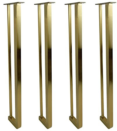 VDCVADKYE Metall Tischbeine,Verstellbare Tischbeine, 4 Pack Metal Stainless Steel Table Legs Sofa Support Legs,Furniture Replacement Feet TV Stand Cabinet Desk,with Screws(Gold,60cm(23.6in))