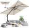 Hotime Parasol 3x3m Parasol de Patio Déporté Extérieur en Aluminium, Réglable en 5 Hauteurs, Imperméable et Anti-UV, Parfait pour Piscine, Terrasse, Usage Professionnel, Beige