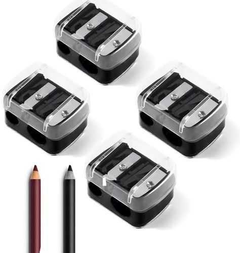 4 Stück Spitzer, Anspitzer Kajalstift, Makeup Sharpener Anspitzer, Kosmetikspitzer, Universal Anspitzers für Augenbrauenstift, Lippenkonturenstift, Eyeliner, Präzisionsklingen, Handlich für Unterwegs