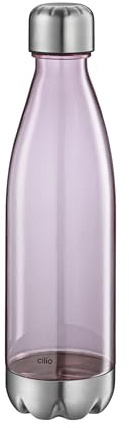 Cilio Trinkflasche ELEGANTE pink transparent | 700 ml | Tritan/Edelstahl satiniert | BPA-frei | Geeignet für Kohlensäure | Bruch- und auslaufsicher | Mit Schraubverschluss | Getränke bis 50 °C