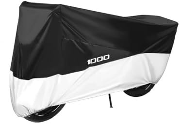 Motorradschutz für Parken Für Z1000 2019-2022 Motorrad-Schutzhüllen Wasserdicht Regen- Und Staubdicht(Black Silver,M for 160cm)