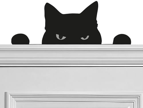 Decorazione per porta a forma di gatto nero, in legno, decorazione per porta e finestra, decorazione divertente per porte e finestre, ornamento per gatto nero, regalo per gli amanti dei gatti