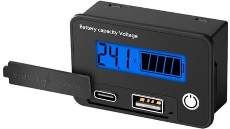 Mavaol Compact Battery Tester, Lithium ion, Lead, Lithium iron Compatible, Adjustable Voltage Detection, Quick USB, for DIY, Home and Work Use (Azul)