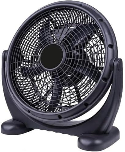 BAKAJI Ventilatore da Tavolo Nero Tecnologia Silenziosa, Raffrescatore da Pavimento Salvaspazio, Potenza 44 Watt e Diametro 40 cm, Oscillazione Verticale Ideale per Casa, Ufficio, Soggiorno, Cameretta