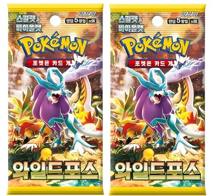 Temporal Forces Wild Force Koreanische Boosterpacks (2er-Pack) | Begleiter-Set zum Cyber-Richter | Authentische koreanische Pokémon-Karten | Scharlachrote und violette Serie | Titan-authentifiziert
