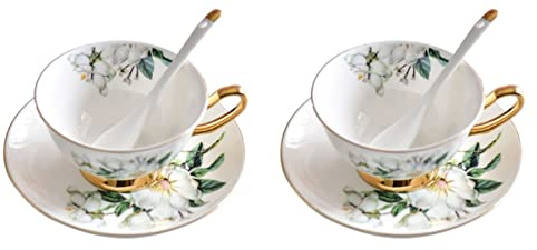 WOTZOV Set da 2 piattini Vintage in Stile Palazzo, Cucchiaio Nero, Tazza da tè Britannica, Vassoio Decorativo