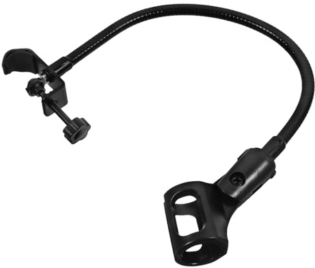 Gatuida Gooseneck Microphone Holder Stand, Flexible Iron and ABS Desk Mic Support with Clip, Stable Black Stand for Recording, Simple British Style
