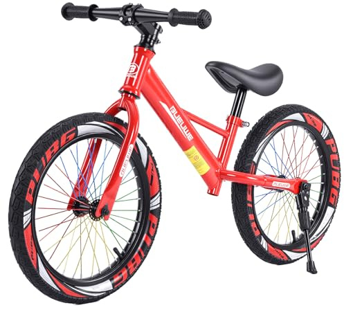 Draisienne de 16 pour enfants de 5 à 8 ans, pneus pneumatiques et rayons colorés,siège réglable en hauteur, cadre en acier robuste avec poignée de transport et support, rouge