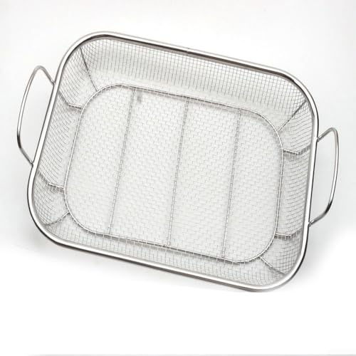Yuanpgky Cesta de parrilla para verduras, rejilla de barbacoa de acero inoxidable resistente de 15 x 11 pulgadas con asas resistentes, diseño espacioso para asar verduras al aire libre, carne,
