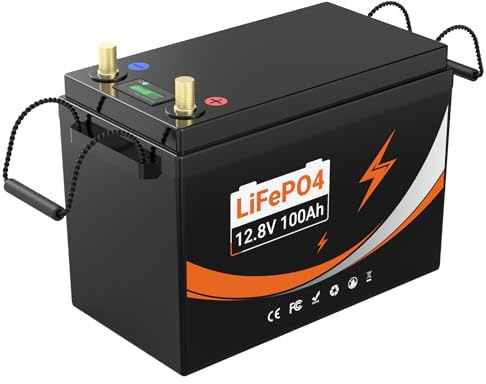 12V 100Ah LiFePO4 Lithium Battery, Build-in 100A BMS with Smart Display, 1260Wh Deep Cycle Batteries Prefect for Solar System, Rvs, Marine, Vans, Trailer, Backup, UK Warehouse