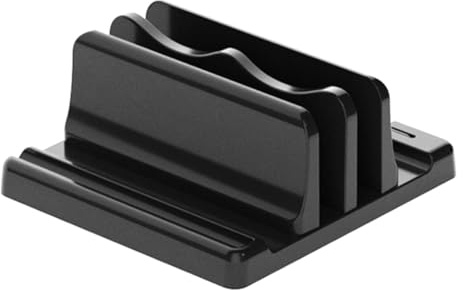 HIAKDOFT Supporto Verticale Regolabile per Laptop e Libro Stand Doppio da Scrivania Salvaspazio Sostegno Portatile Versatile per Ufficio con Finitura Lucida e Struttura Robusta