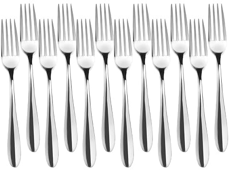 Lacor - JAY - 11086002 - Pack de 12 Tenedores de Mesa, Colección Ébano | En acero inox 18/10, para un uso práctico y profesional en cocina; ideal para cocina profesional y uso diario en casa