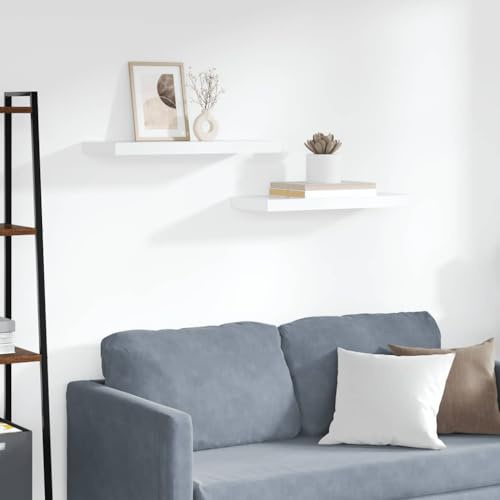 mzdioop Schwebende Wandregale 2er Set, Weiß, 60x23,5x3,8cm, aus robustem Waben-MDF mit Metallrahmen, unsichtbare Befestigung für Bücher, Deko und Sammlerstücke im Wohnzimmer