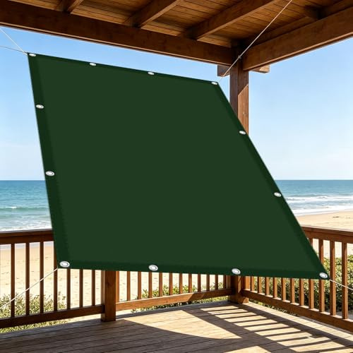 Vele Parasole 150 x 150 cm Protezione UV Resistente Vele Ombreggianti con Occhielli e Corda per Esterno, Giardino e Terrazza, Balconi, Pergola Piscinae Campeggio, Verde Scuro