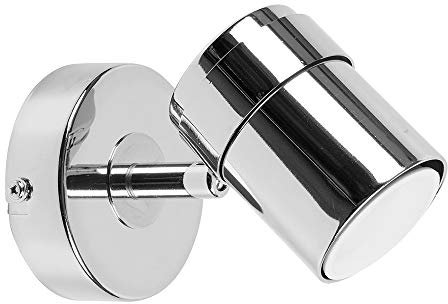 MiniSun | Modern Polished Chrome Single Wall Spotlight Fitting - Complete with a 5w LED GU10 Light Bulb [3000K Warm White] | Wall Lights & Home Improvements Essential