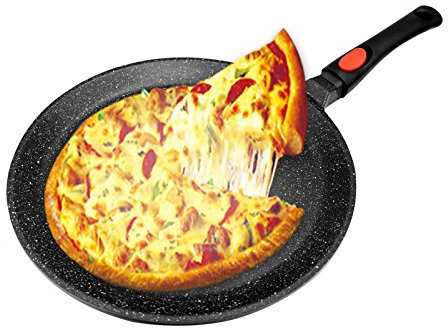 Teglia per pizza con manico staccabile, Alluminio, Nero, 28CM