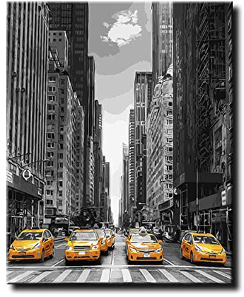 Shukqueen DIY Ölgemälde, Malen nach Zahlen für Erwachsene, Anfänger, Kinder, New York, 24x30 Zoll (Ohne Rahmen)