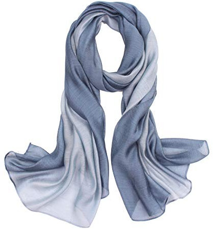 Sawekin Damen Schal Stola Halstuch Sommerschals Farbverlauf Stola Für Abendkleid Festlich Hochzeit Braut Seidenschal/Baumwolle Schal Ganzjährig, Blau-grau, Einheitsgröße