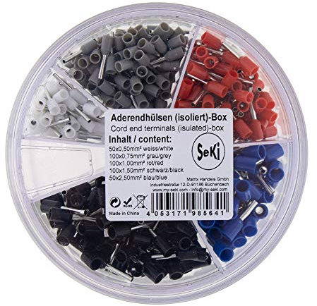 SeKi Aderendhülsen Sortiment Streudose isoliert 0,5 - 2,5 mm² - 400 Stück