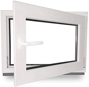 Kellerfenster - Fenster - Dreh- & Kippfunktion - innen weiß/außen weiß - BxH: 50 x 100 cm - 500 x 1000 mm - DIN Rechts - 2 fach Verglasung - 60 mm Profil