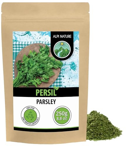 Gnuggad persilja, försiktigt torkad persilja, 100% ren och naturlig persilja för framställning av kryddblandningar (250 GR)