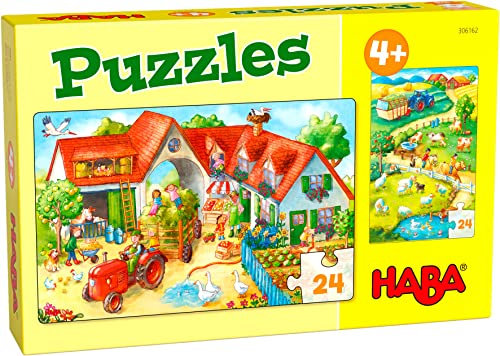 HABA 306162 - Puzzles Bauernhof, Puzzles ab 3 ab 4 Jahren, Bunt