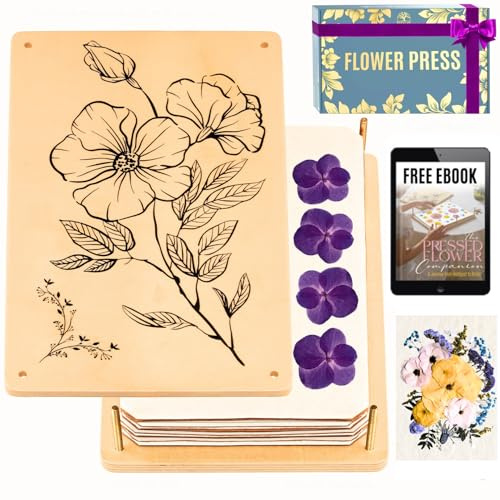Berstuk Wooden Flower Press for Adults and Teens - Includes Expert Video Tutorials - Large Flower Press Kit 10.8 x 6.9 - Gift-Ready Packaging Ideal for Arts and Crafts Lovers