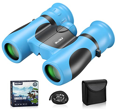 ALLCELE Binocolo leggero W8 per bambini, forte ingrandimento 8 x 21, binocolo per esplorazione all'aperto, giocattolo dai 3 ai 12 anni, ragazzi e ragazze, piccoli avventurieri (blu)