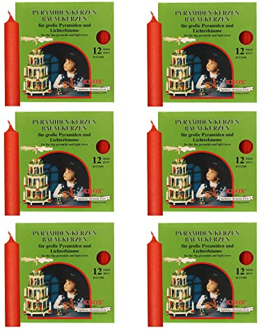 OLShop AG Knox Pyramidenkerzen rot, 6er Pack (6 x 12 Stück), Größe: ca. 17 x 100 mm Weihnachtskerzen