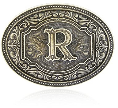 Btilasif Western Belt Buckle Initial Letters ABCDEFG to Z Cowboy Rodeo Belt Buckle for Men Women Cowboy Cowgirl
