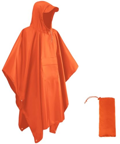 HYCOPROT Regenponcho Leichte Wasserdicht 210T Oxford Ripstop Wiederverwendbar Regencape, Regenponcho mit Brusttasche 3 in 1 Multifunktionaler Regenmantel für Jagd, Trekking, Camping, Angeln