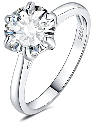 JewelryPalace 1ct 2ct 3ct Rundschliff Zirkonia Solitär Promise Ring Damen, Schmuck Set, Verlobungsring Damenring Silber 925 mit Stein Frauen, Simulierte Diamant Eheringe Silberringe Rosegold Gold