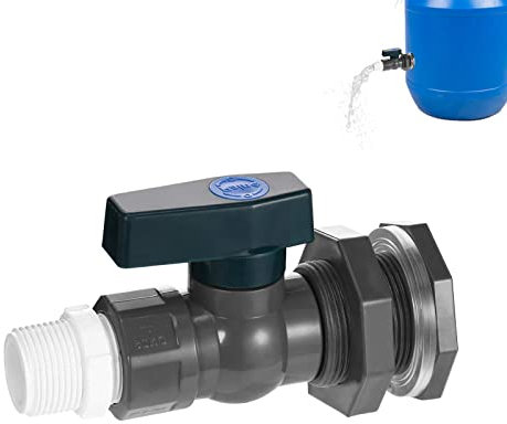 Wasserhahn Regentonne 3/4, PVC Regentonnen Ventilemit mit Schottverschraubung und Schlauchadapter für Aquarien, Pools, Gartenfässer, Regenwassersammler für Regentonnen (3/4)