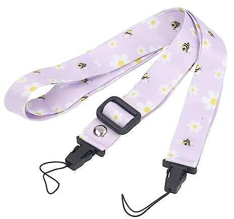 Camera Strap, 1.2m Camera Strap Belt, Printed Pattern Multifunctional Shoulder Neck Strap for Mini 12 11 8 9 Camera (Purple Daisy)