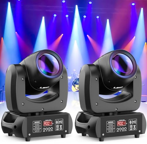 2er Pack 100W Moving Head RGBW LED DMX DJ Licht Spot Beam 18 Prisma Disco Party Lichter für Halloween Weihnachten Carnival Bar Club Show Deutsches Inventar