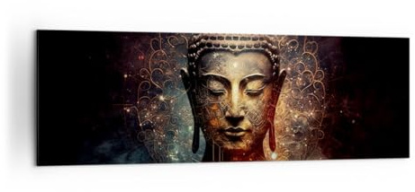 ARTTOR Bilder auf Leinwand 160x50cm Wandbild Architektur Kultur - 5775 | Buddha Meditation Religion Panorama Groß XXL Wanddekoration Wohnzimmer Schlafzimmer Wanddeko Wand Kunstdruck Wandkunst ARTTOR