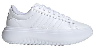 adidas Women's Grand Court Platform Sneaker, White/Sandy Pink Met./Sandy Pink, 11