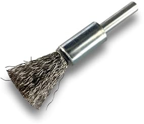 Lot de 10 brosses rotatives métalliques en bout Ø 12 mm | Forme pinceau sur tige Ø 6 mm | Fil INOX Ø 0,30 mm dur | Pour perceuse ou visseuse à mandrin | Brossage et décapage | Kibros 20IT12x10
