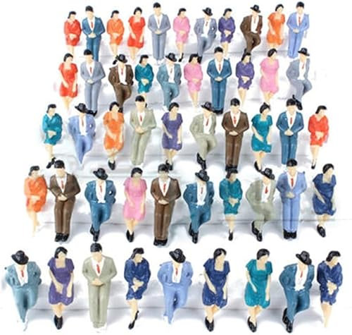 YUETTYY Bemalte Modellfigur, Maßstab 1:32, sitzende Menschen, Figuren, Zug, Menschen, Passagiere, Kunststoffmodell für Miniatur-Szenen, Mikro-Landschaft, zufällig (100 Stück)