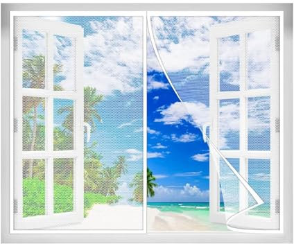 Insect Protection Fly Grid Rollo Window Insect Protection Roller Blind with Heavy Duty Mesh and Full Frame Magic Tape Fastener White 215x190 cm