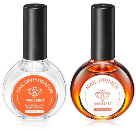 Modelones Nail Dehydrator and Primer, 2 Pcs 30 ML Acid Free Natural Nail Prep Dehydrate & Bond Primer Kit, Acrylic Nail Supplies Primer Nail Tech Must Haves Set